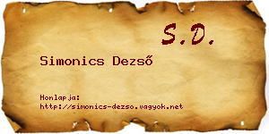 Simonics Dezső névjegykártya